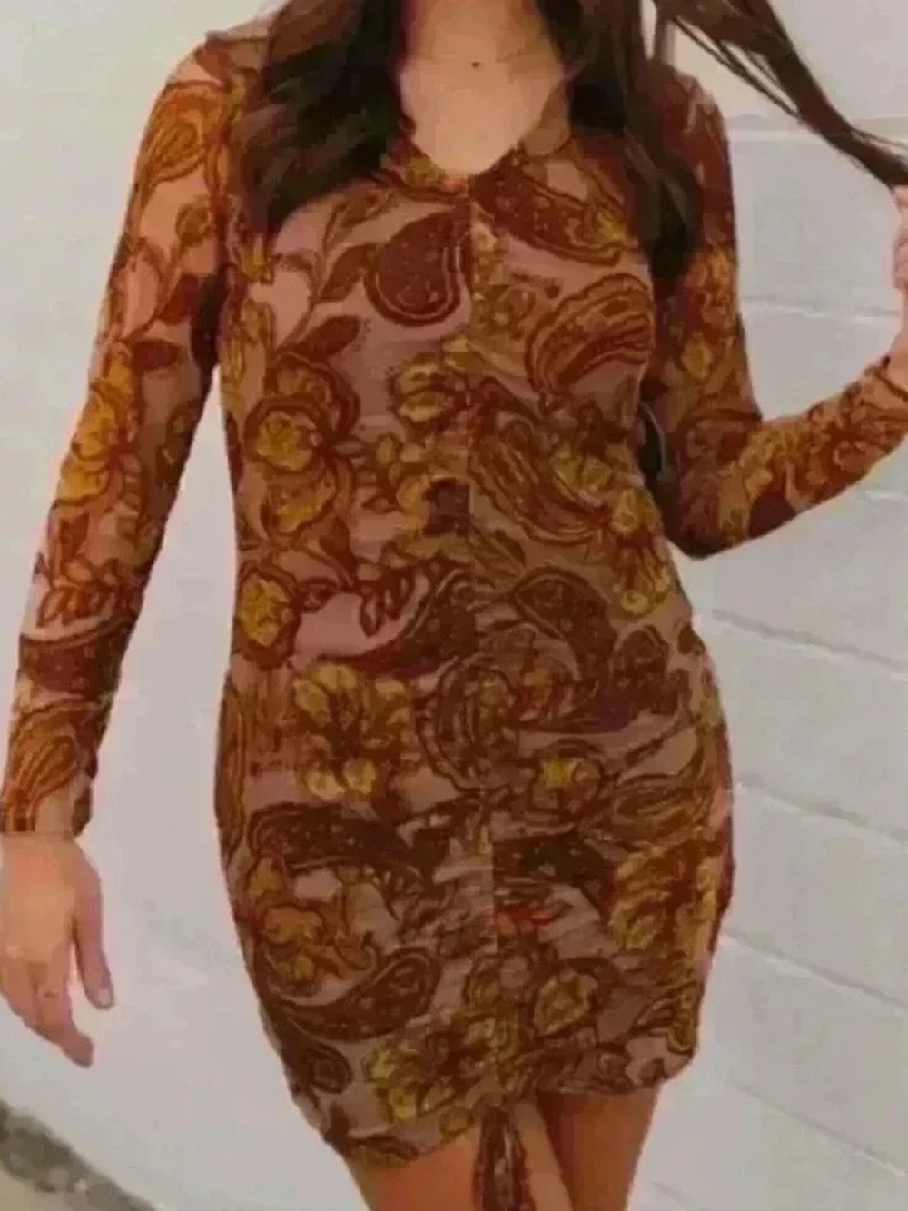 Long Sleeve Paisley 1970s style Dress